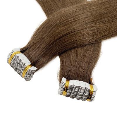 China Wholesale Shiny Bule /White Double Stitched Tape In Hair Extensions With Cuticle Aligned for sale