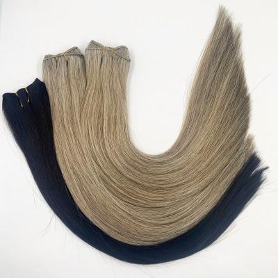 China 100g Machine Weft Hair Shiny Straight Premium Remy Human Machine Weft Hair Extensions for sale