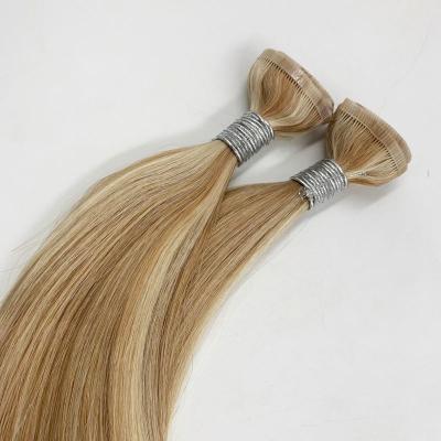 China 100% Remy Unprocessed Human Hair Cuticle Silky Straight Intact Double Wave Human Hair Flat Weft Extensions for sale