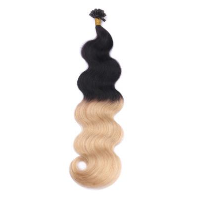 China Pulled Body Wave #1b/24 Double Wave Keratin U Tip Hair Extensions Russian Hair Extensions for sale