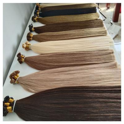 China Shiny Remy Hair Italy Glue Russian 100% Human Hair Extensions Flat Tip Hair Extensions for sale