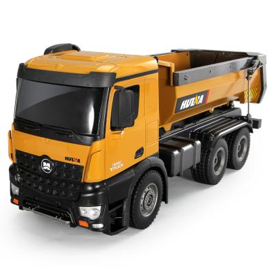 China Alloy Engineering Car 1573 RC Model Construction 1/14 Remote Control Vehicle 10CH Toy RTR Dump Truck HUINA Model for sale