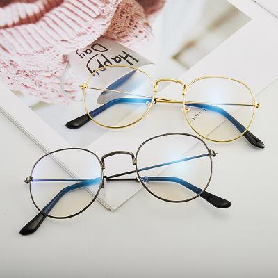 China 2021 high quality new fashion retro anti-blue light fresh blue light glasses metal glass thin frame literary round full legs small for sale