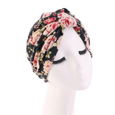 China Hair Decoration Women's Ethnic Wind Turban Hat Striped Printed Pre-tied Turbans Satin Chemotherapy Hat Variety for sale