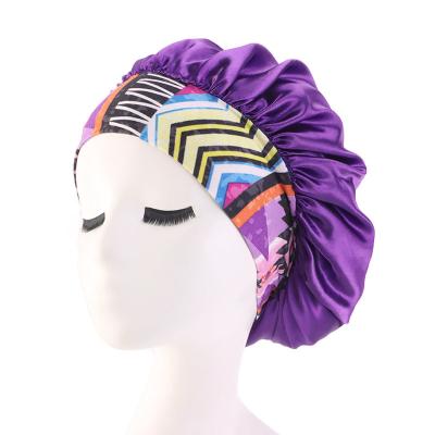 China New Multicolor Luxury Stretch Print Bandeau Brim Night Cap Hairdressing Women Eco-Friendly Wide Brim Beauty Shower Cap for sale