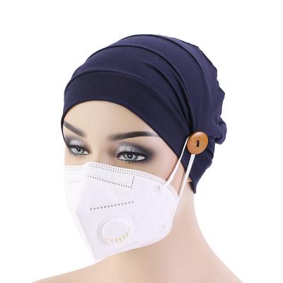 China Amazon Hot Sale Women's Eco-Friendly Hats Anti-Strangulation Button Bandana Hats Cotton Modal Chemotherapy Hats for sale