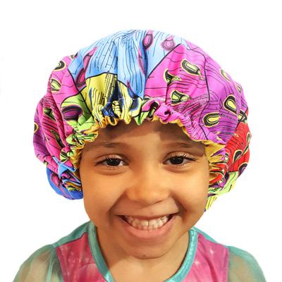 China European and American popular children's casual African satin nightcaps batik printing double-layer around hat strap adjustment buckle for sale