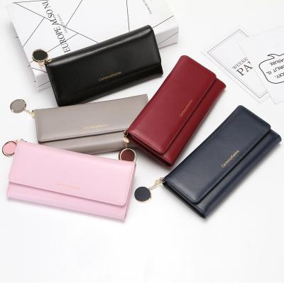 China Waterproof Ladies Fashion Travel Wallet Zipper Clutch Ladies Triple Wallet PU Waterproof Ladies Long Wallet for sale