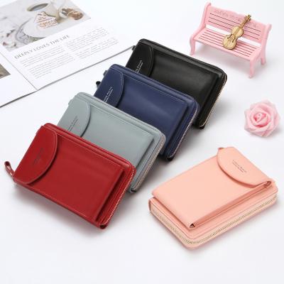 China 2022 Hot Sale Waterproof Women's Clutch Bag With Zipper PU Leather Ladies Wallet Along With Wrist Strap Ladies Coin Purse for sale