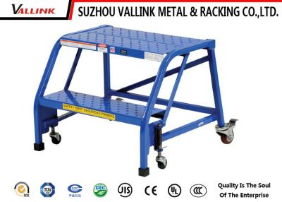 China Heavy Duty Mobile Platform Ladder For Warehouse / Steel Two Step Stool for sale