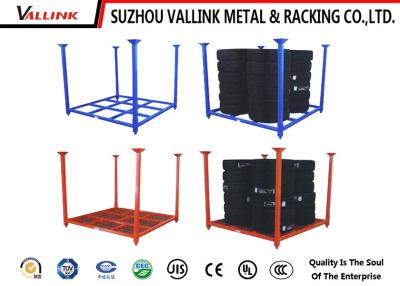 China Foldable And Stackable Logistic Tire Storage Shelf Powder Coated 500kg Capacity for sale