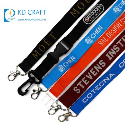 China High Quality Personalized Custom Detachable School Polyester Jacquard Logo Woven Embroidered Lanyard With Key Ring for sale