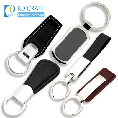 China Factory Price Environmental Friendly Wholesale Custom Empty Metal Branded Luxury Leather Key Chain For Promotion for sale