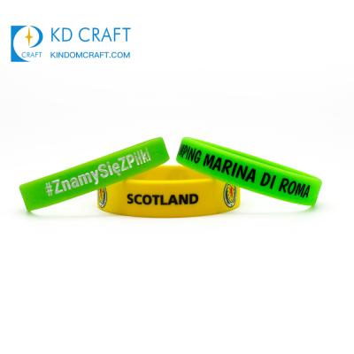 China Wholesale Cheap Custom Rubber Debossed Environmentally Friendly Coloring Wrist Bands Country Scotland Logo Printing Silicone Wristband Bracelet for sale