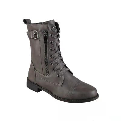 China Durable large size women's boots autumn and winter new fashion flat bottom women's medium heel boots for sale