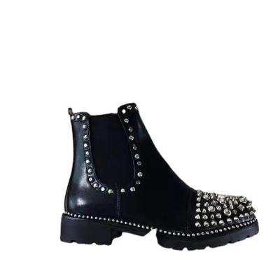 China European and American women's new durable boots autumn and winter rivet head round barrel short boots low fashion tall short boots for sale