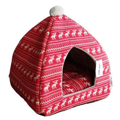 China Breathable Cute Indoor Pet Nest Mat Cat And Dog Kennel Plush Round To Keep Warm In The Winter for sale