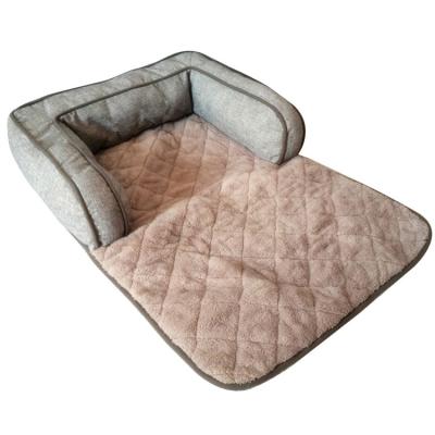 China Breathable Ultra Soft Warm Semi Closed Dog Pet Bed Square Sofa Cat Christmas Xmas Plush for sale