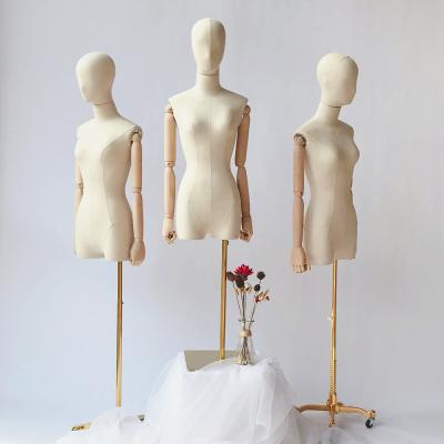 China Window Display Women Cloth Female Torso Mannequin Female Mannequin Half Body With Wooden Arms for sale