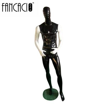 China Full Stand Male Muscle Body Mannequin With Metal Base Black Mannequin Stand Mannequin With Head 3045 for sale