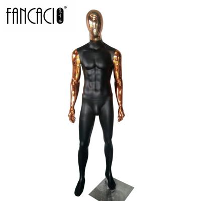 China Full Body Muscle Male Male Sports Mannequin With Low Stand Black Dummy Mannequin With Abstract Head for sale