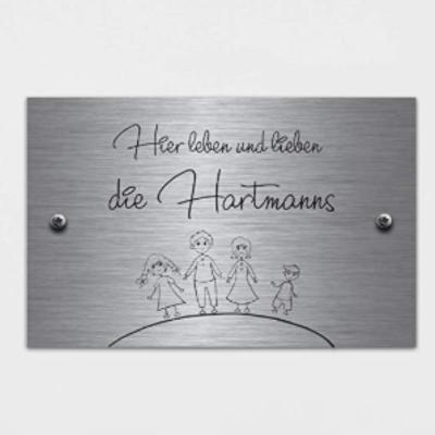 China Long Durable High Grade UV Printing Building Or Home Brushed Stainless Steel Family Door Plate With Engraving Logo for sale