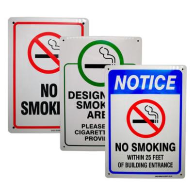 China Long Durable Custom Aluminum Metal Breaking Signs No Smoking Signs Outdoor Uv Sign for sale