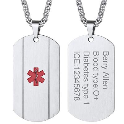 China CLASSIC Custom Luxury Stainless Steel Alert ID Necklace for sale