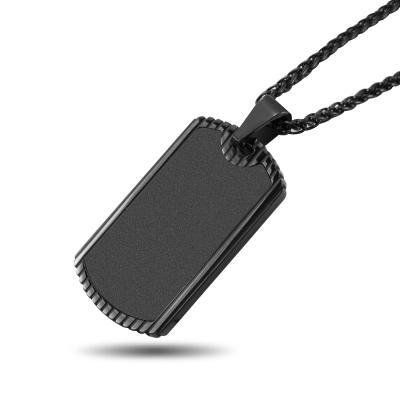 China Europe Fashion Cool Men's Carbon Fiber 316 Stainless Steel Black Titanium Dog Tag for sale