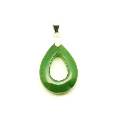 China Casual / Sporty High Quality 925 Nephrite Jade Hollow Pendant Sterling Silver Teardrop Gemstone Drop Pendant for sale