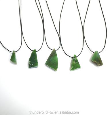 China Natural Top Selling Irregular Pendant Necklace Rough Stone Charms Jewelry Making Natural Green Jade Raw Nephrite for sale