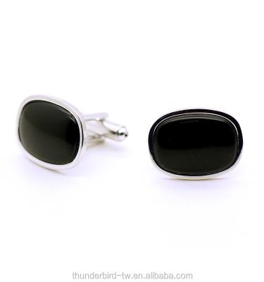 China Cufflinks Wholesale New Design Men's Jewelry Natural Alloy Agate Cufflinks Black Onyx for sale