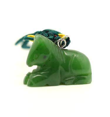 China Chinese Green Jade Charm 12 Chinese Zodiac Animal Zodiac Horse Pendant for sale