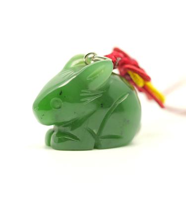 China 12 Chinese Zodiac Animal Green Jade Charm Rabbit Chinese Zodiac Animal Pendant for sale