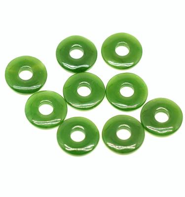 China High Quality Nephrite Loose Gemstone Coin 15mm Nephrite Donut Green Canadian Jade for sale