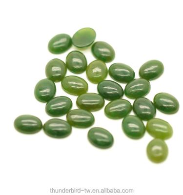 China High Quality Loose Gemstone 7x9 Mm Nephrite Oval Natural Green Nephrite Jade Cabochon for sale