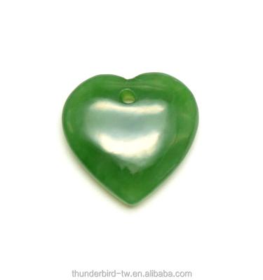 China Nephrite DIY Jewelry Making Factory Wholesale Good Quality Natural Green Nephrite Jade Cabochon Loose Gemstone Double Heart for sale