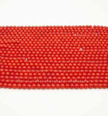 China DIY Necklace 100% Natural Round 3.5-4mm Beads String Red Coral Beads Necklace for sale