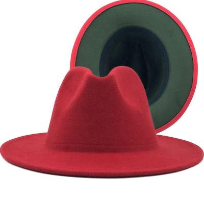 China Hot Sale Wide Brim Fedora Hats Women Two Tone Plush Felt Fedora Hats For Men for sale