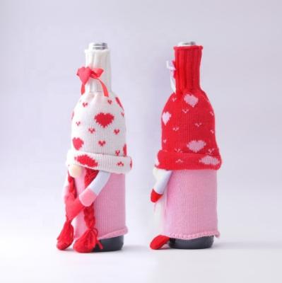 China Cloth Trends Valentine Day Gnome Doll Elf Dwarf Doll Faceless Wine Bottle Cover for sale