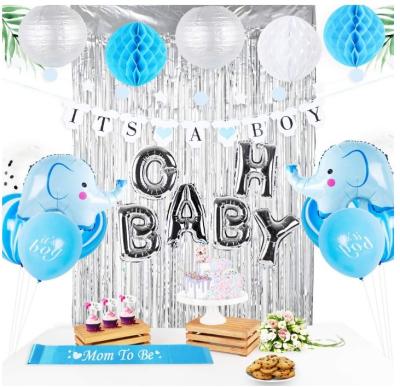 China Latex Elephant Themed Party It's A Boy Banner OH BABY Elephant Balloons Elephant Baby Boy Decorations For Baby Shower Boy Kit for sale