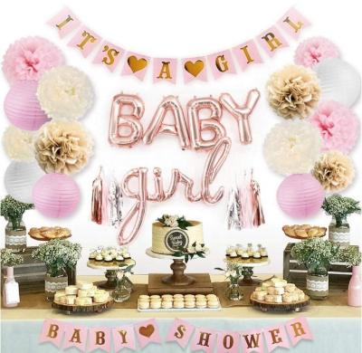 China Hot Selling Paper Baby Foil Letter Balloon It's A Girl Banner Pink Baby Shower Decorations For Girl for sale