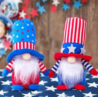 China 2021 Patriotic Gnome Doll Cloth USA Dwarf Elf Independence Day Handmade Swedish Plush Dolls Ornament National Day Gift Decoration for sale