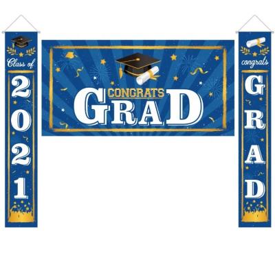 China 3pcs Graduation Decorations Graduation Banners Banners 2021 Outdoor Hanging Porch Signs Decorations for sale