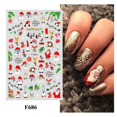 China Easy Apply Cheap Wholesale Nail Art 3D Snowman Christmas Gel Stickers for sale