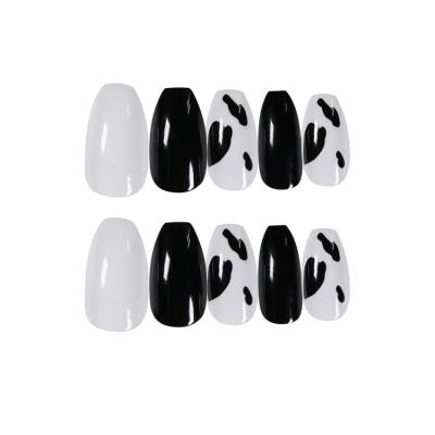 China Nail Art Designs DIY Artifical Nail Decoration Dark Green Cow Color Hot Style Press On Gel Nail Tips for sale