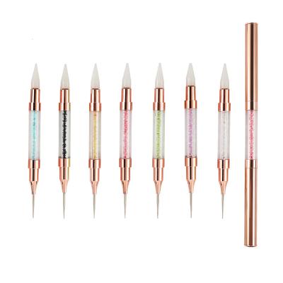 China Wholesale NAIL Type New With A Case Diamond Rhinestone Picker Nail Art Dotting Tool Wax Nail Dotting Pen for sale