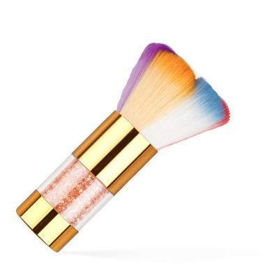 China Popular Quality Gold Color Professional Synthetic Hair Rainbow Holder Nail Art Round Electric Nail Cleaning Brush for sale