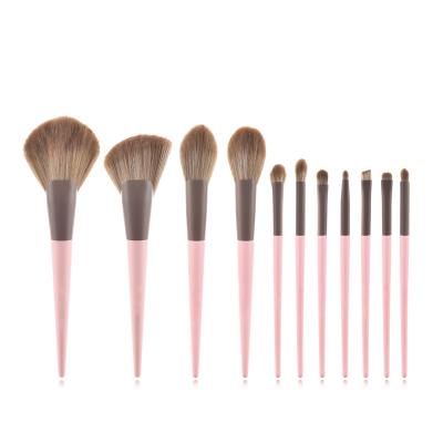 China Angular Blush Powder Blending Logo Vegan Makeup Brushes Customized Wholesale Cosmetic Brush Set for sale