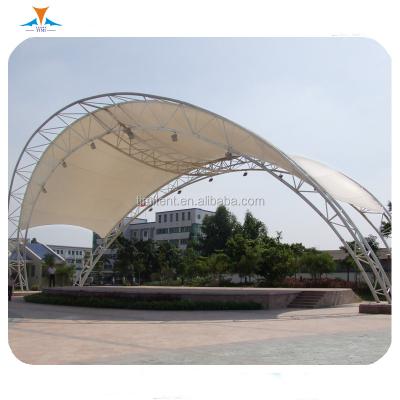 China Waterproof/Heat Insulation Material Arched Shade Structure Tent/Roof Construction PVDF Fire Resistant Prefab Fabric For Grandstand Stadium for sale